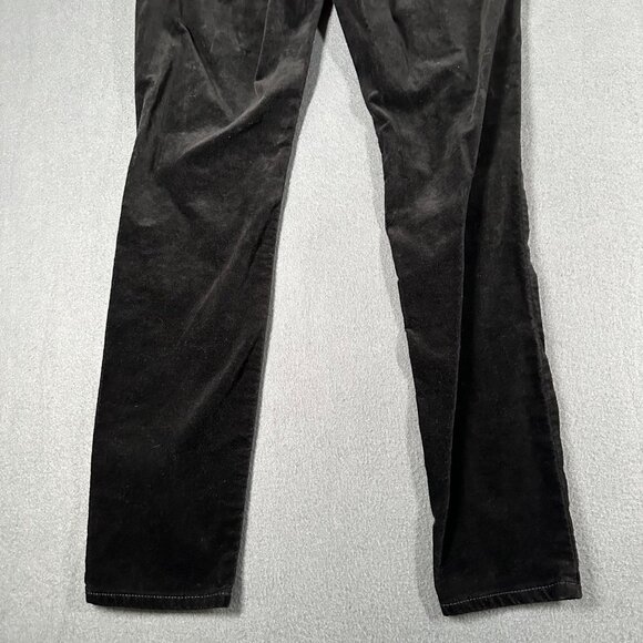 LOFT Womens 2/26 Black Mid Rise Velvet Flat Front Curvy Skinny Pants Pockets - Picture 12 of 13